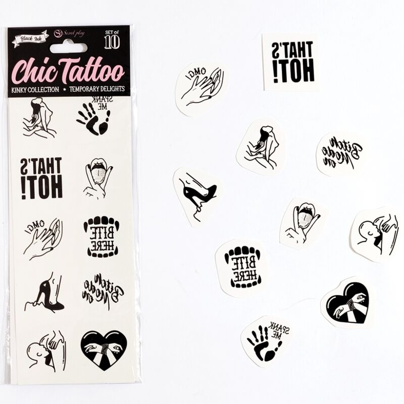 SECRET PLAY - SET DI 10 TATUAGGI TEMPORANEI KINKY COLLECTION