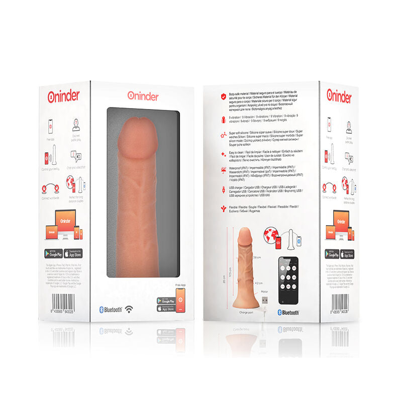 ONINDER - DILDO VIBRATORE BOGOTÁ MEDIO 9 VELOCITÀ NATURALE 20 CM -O- 4,2 CM - APP GRATUITA