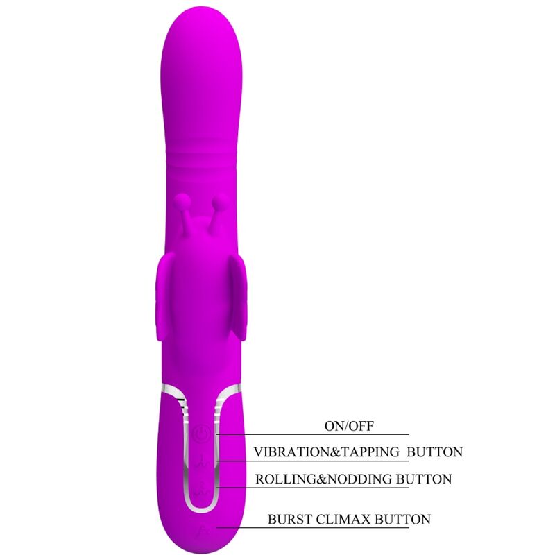 PRETTY LOVE - VIBRATORE CONIGLIO MULTIFUNZIONE 4 IN 1 FARFALLA FUCSIA
