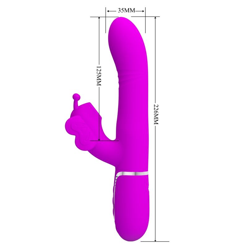PRETTY LOVE - VIBRATORE CONIGLIO MULTIFUNZIONE 4 IN 1 FARFALLA FUCSIA