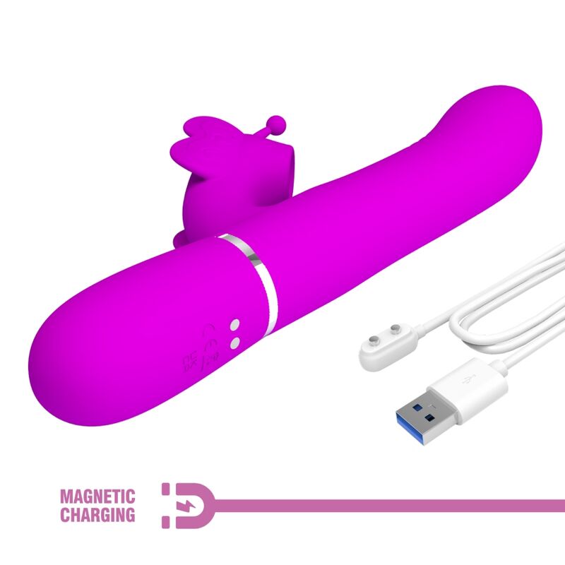 PRETTY LOVE - VIBRATORE CONIGLIO MULTIFUNZIONE 4 IN 1 FARFALLA FUCSIA
