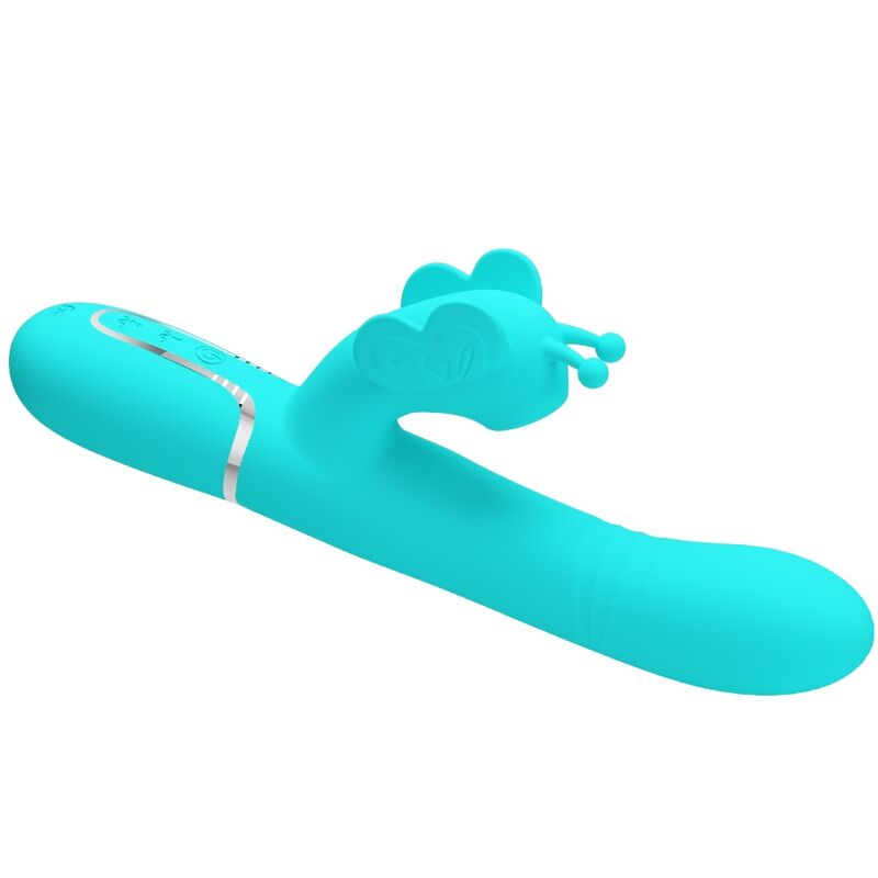 PRETTY LOVE - VIBRATORE CONIGLIO MULTIFUNZIONE 4 IN 1 FARFALLA VERDE ACQUA