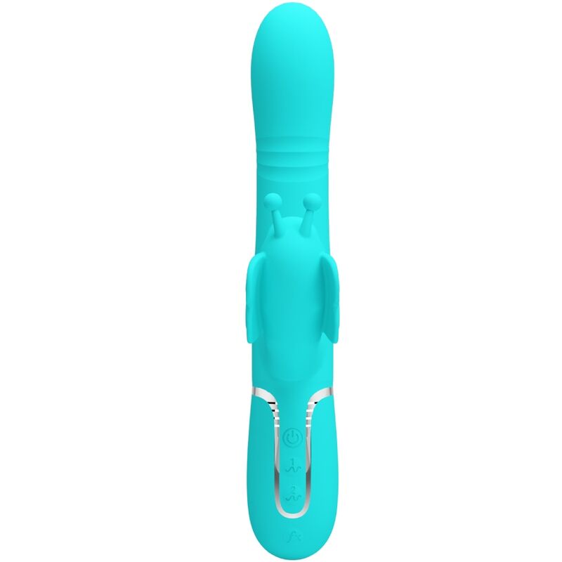 PRETTY LOVE - VIBRATORE CONIGLIO MULTIFUNZIONE 4 IN 1 FARFALLA VERDE ACQUA