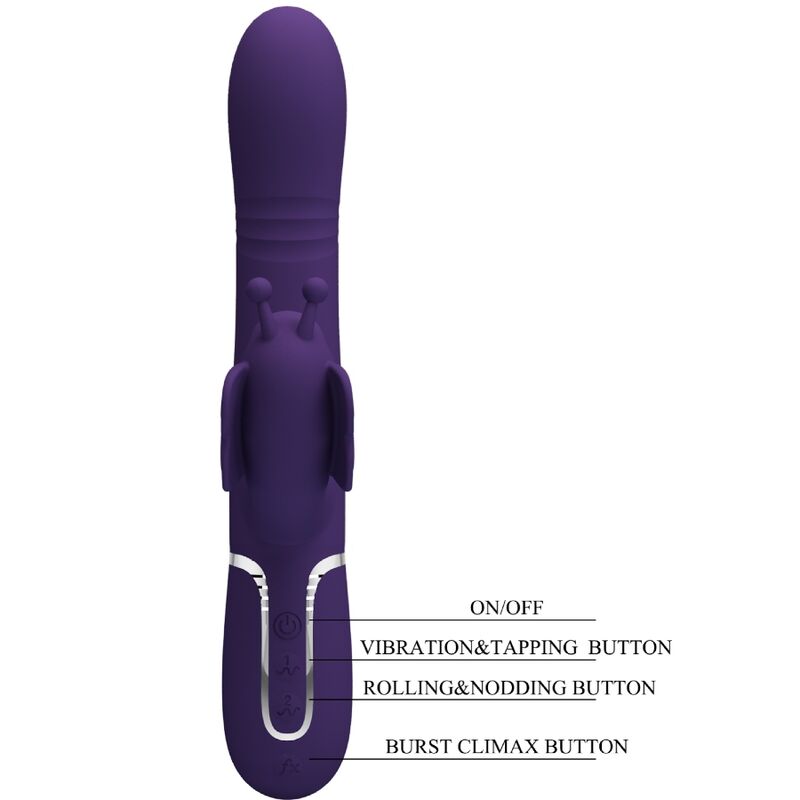 PRETTY LOVE - VIBRADOR CONEJO MULTIFUNCIÓN 4 EN 1 MARIPOSA MORADO