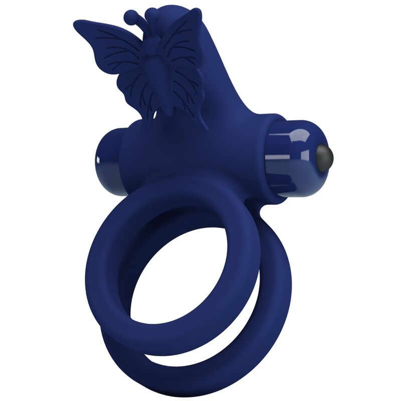 PRETTY LOVE - JAMELE DOPPIO ANELLO CON VIBRAZIONE E STIMOLATORE A FARFALLA BLU