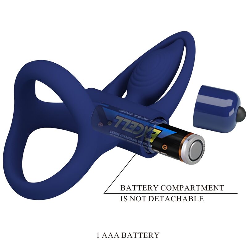PRETTY LOVE - TAPPETINO DOPPIO ANELLO CON VIBRAZIONE E STIMOLATORE BLU