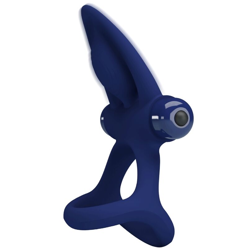 PRETTY LOVE - TAPPETINO DOPPIO ANELLO CON VIBRAZIONE E STIMOLATORE BLU