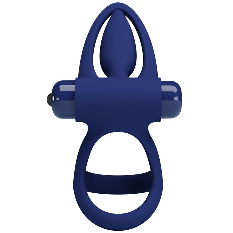 PRETTY LOVE - TAPPETINO DOPPIO ANELLO CON VIBRAZIONE E STIMOLATORE BLU