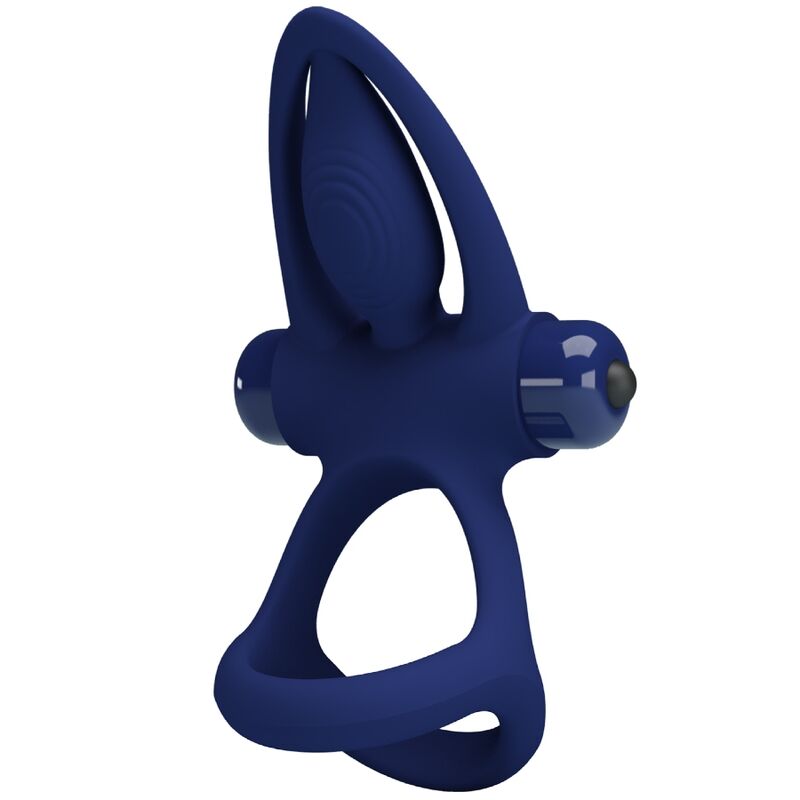 PRETTY LOVE - TAPPETINO DOPPIO ANELLO CON VIBRAZIONE E STIMOLATORE BLU