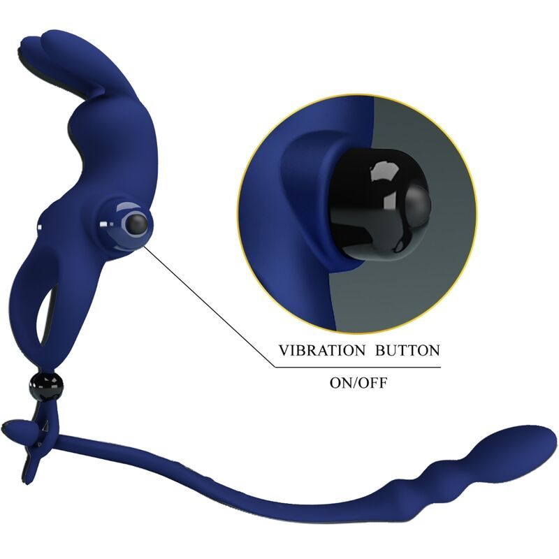 PRETTY LOVE - ANELLO VIBRATORE CONIGLIO AYAD CON TAPPO BLU