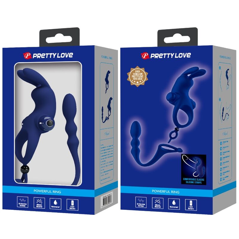 PRETTY LOVE - ANELLO VIBRATORE CONIGLIO AYAD CON TAPPO BLU