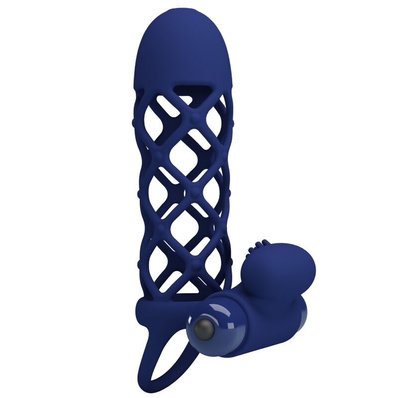 PRETTY LOVE - ANILLO VIBRADOR GIANN CON FUNDA DE SILICONA AZUL