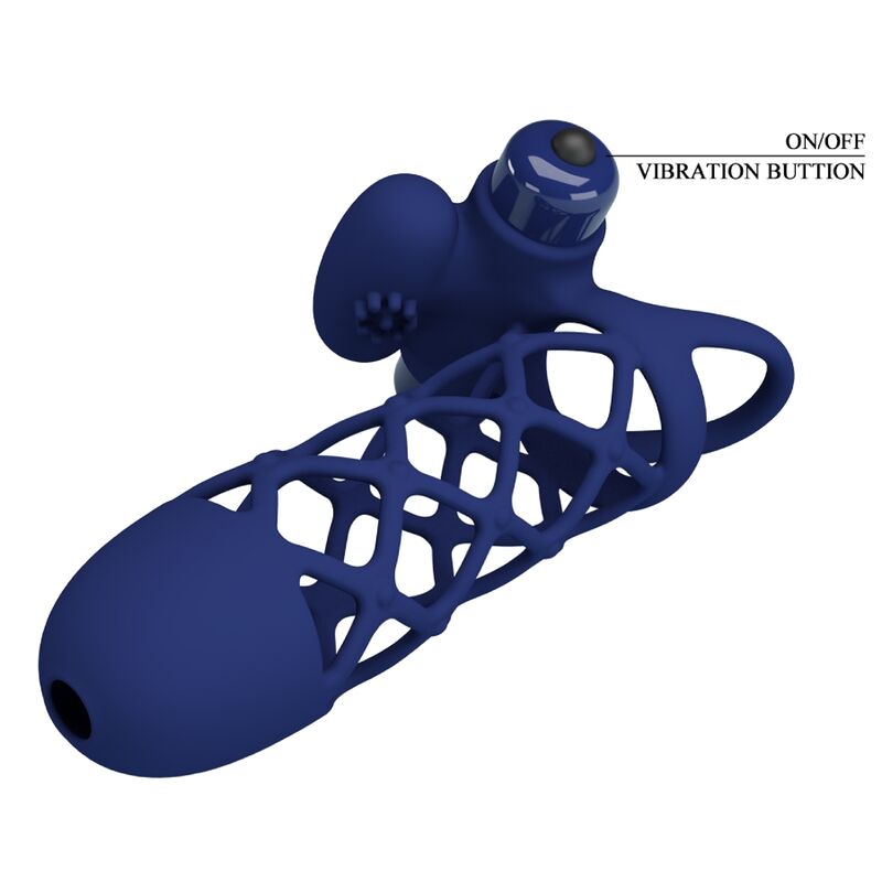 PRETTY LOVE - ANELLO VIBRATORE GIANN CON GUAINA IN SILICONE BLU