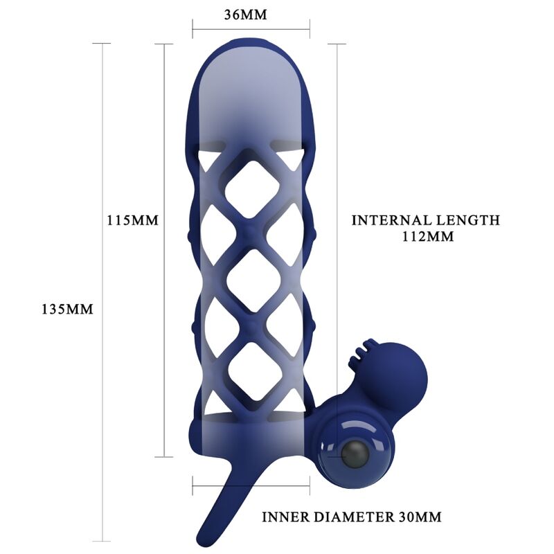 PRETTY LOVE - ANELLO VIBRATORE GIANN CON GUAINA IN SILICONE BLU