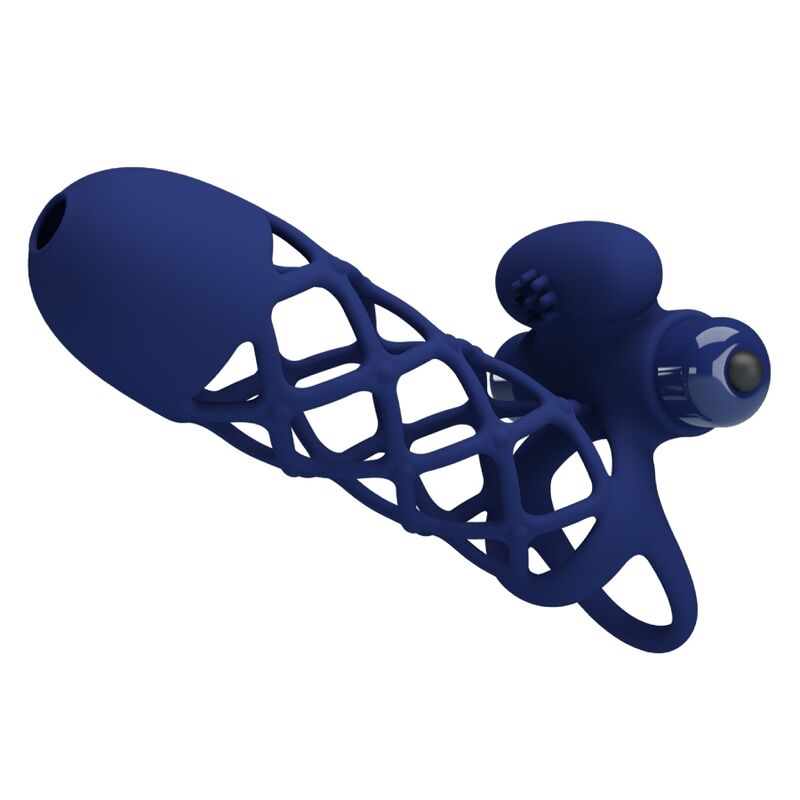 PRETTY LOVE - ANELLO VIBRATORE GIANN CON GUAINA IN SILICONE BLU