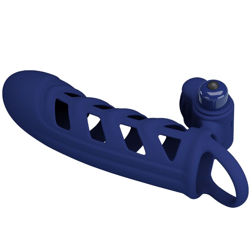 PRETTY LOVE - ANELLO VIBRATORE ALTAF CON GUAINA IN SILICONE BLU