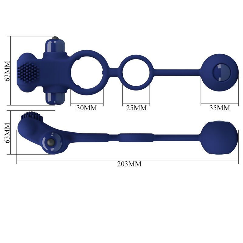 PRETTY LOVE - REMINGTON ANILLO VIBRADOR DOBLE CON ENCHUFE AZUL