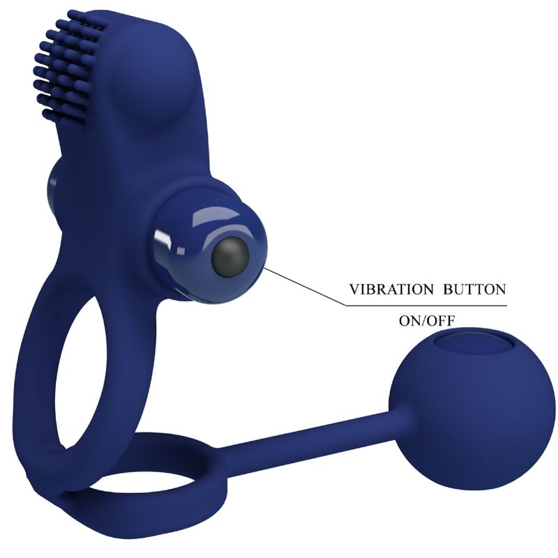 PRETTY LOVE - REMINGTON ANILLO VIBRADOR DOBLE CON ENCHUFE AZUL