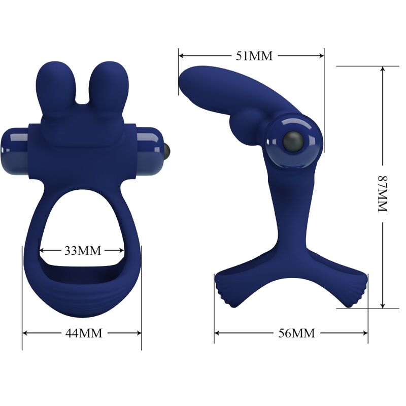 PRETTY LOVE - ANELLO VIBRANTE DOPPIO FRANCISCO CONIGLIO BLU