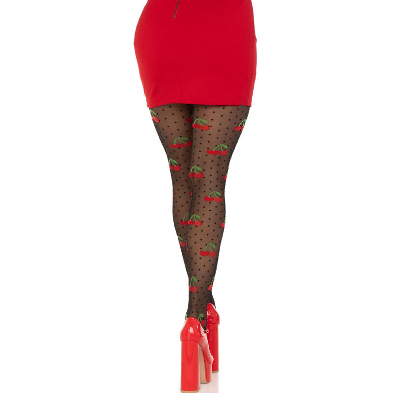 LEG AVENUE - MEDIAS CON LUNARES DE CEREZA NEGRA