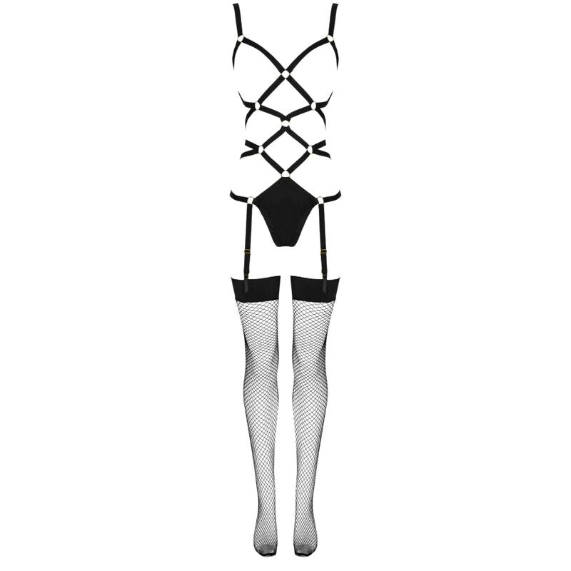 LIVCO CORSETTI FASHION - THIARA LC 20213 CONJUNTO BODY + MEDIAS NEGRO S/M