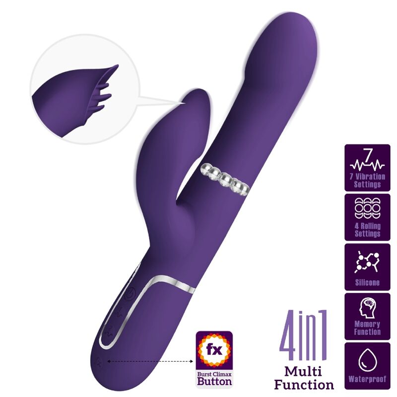 PRETTY LOVE - VIBRATORE CONIGLIO ZALIN PERLE 4 IN 1 VIOLA