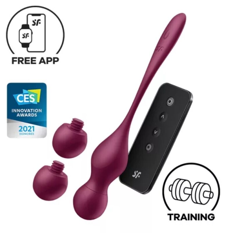 SATISFYER - LOVE BIRDS VARY VIBRATING BALLS APP GRATUITA ROSSO VINO