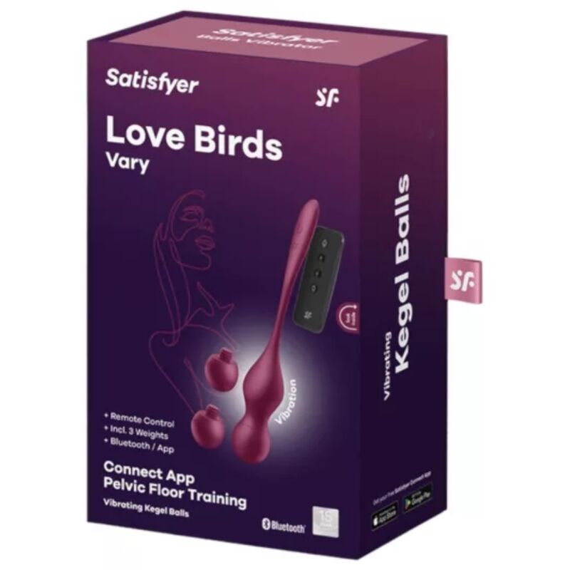 SATISFYER - LOVE BIRDS VARY VIBRATING BALLS APP GRATUITA ROSSO VINO