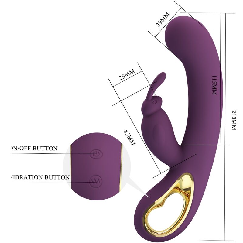 PRETTY LOVE - VIBRADOR LIAM RABBIT Y ESTIMULADOR DEL PUNTO G MORADO