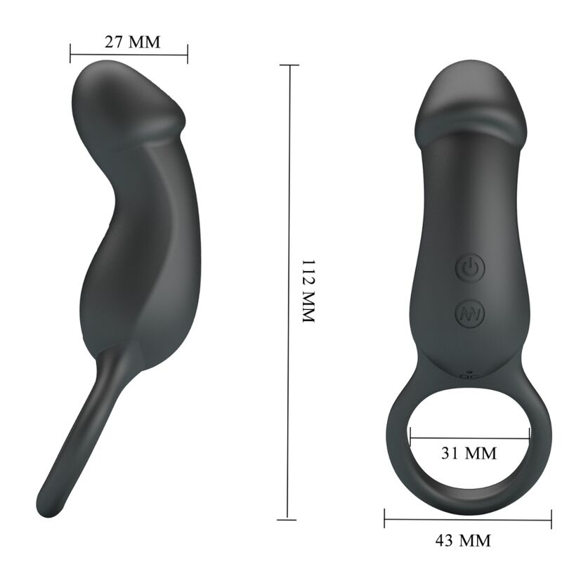 PRETTY LOVE - TRAE ANELLO VIBRANTE NERO CON STIMOLATORE