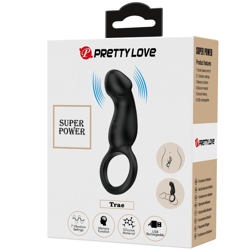 PRETTY LOVE - TRAE ANELLO VIBRANTE NERO CON STIMOLATORE