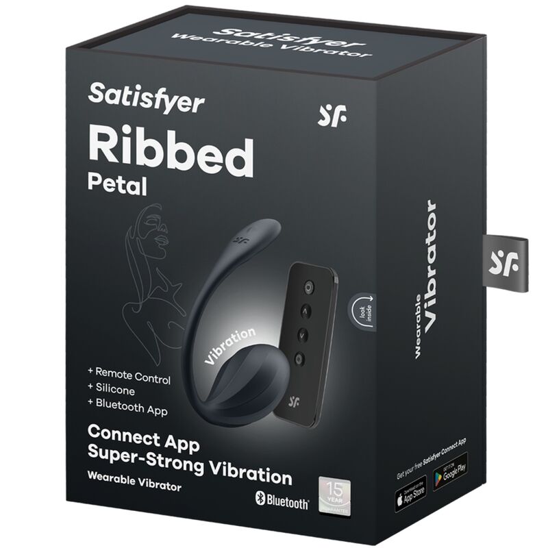 SATISFYER - ESTIMULADOR DE PUNTO G CON PÉTALOS ACANALADOS, CONTROL REMOTO, APLICACIÓN GRATUITA, NEGRO