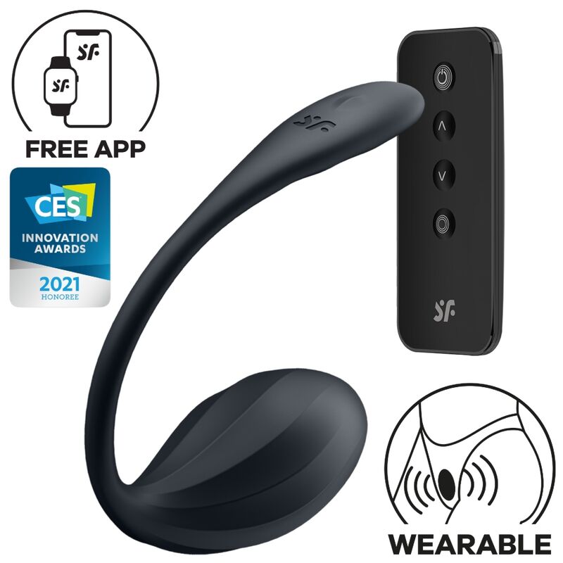 SATISFYER - ESTIMULADOR DE PUNTO G CON PÉTALOS ACANALADOS, CONTROL REMOTO, APLICACIÓN GRATUITA, NEGRO