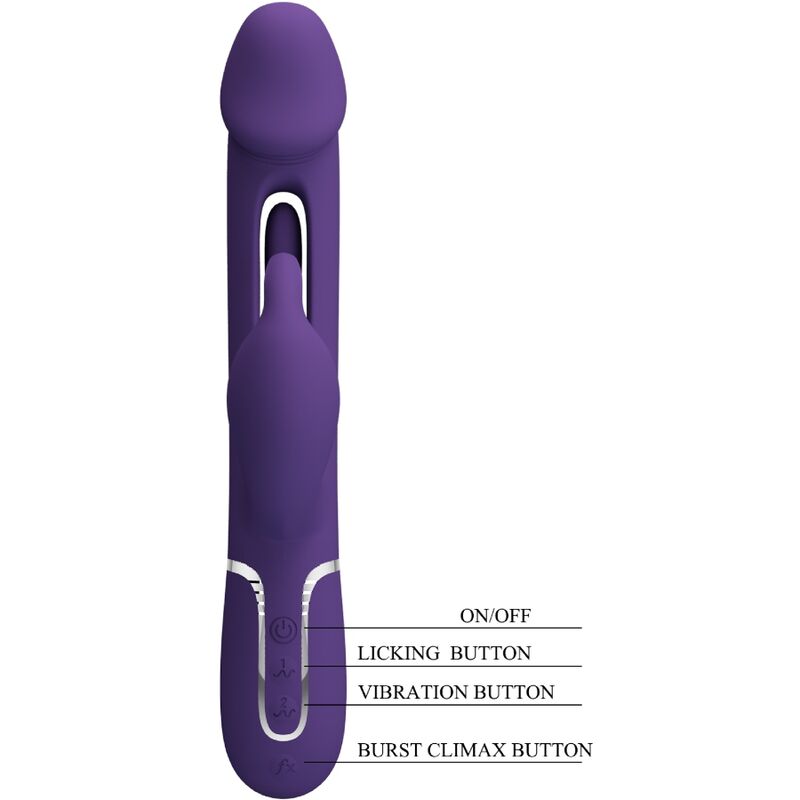 PRETTY LOVE - KAMPAS RABBIT VIBRADOR MULTIFUNCIÓN 3 EN 1 CON LENGUA VIOLETA