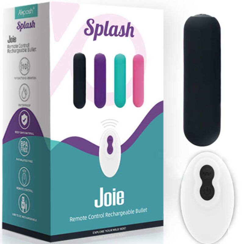 ARMONY - SPLASH JOIE VIBRADOR BALA SILICONA CONTROL REMOTO 10 VIBRACIONES 75 X 19 CM NEGRO