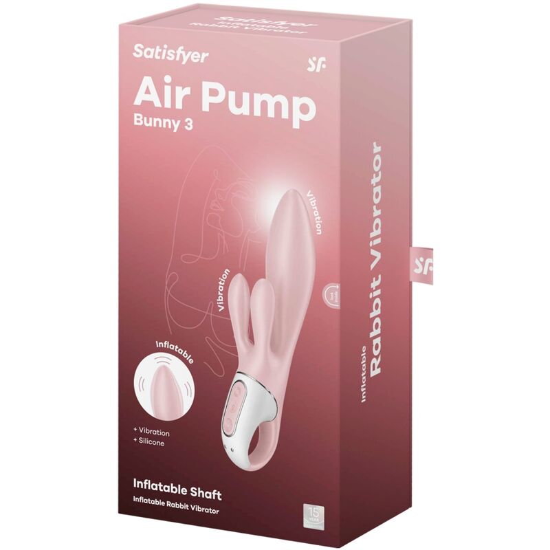 SATISFYER - BOMBA DE AIRE CONEJO 3 VIBRADOR INFLABLE CONEJO ROSA