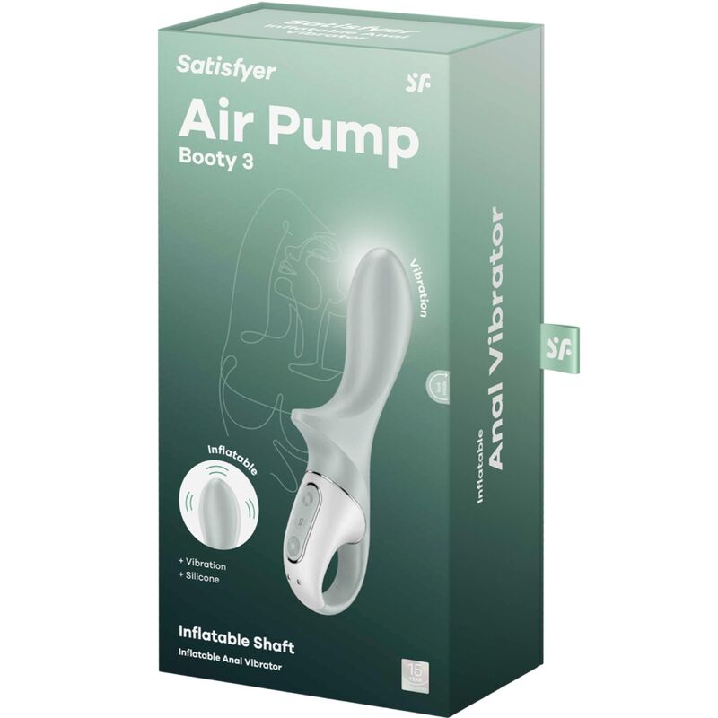 SATISFYER - AIR PUMP BOOTY 3 INFLATABLE ANAL VIBRATOR GREYGREEN