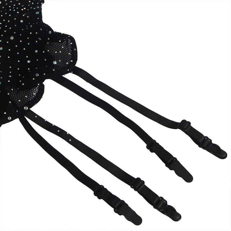 SUBBLIME - 952174 BODYSTOCKING DE RED CON GUANTES Y DIAMANTES NEGRO TALLA ÚNICA