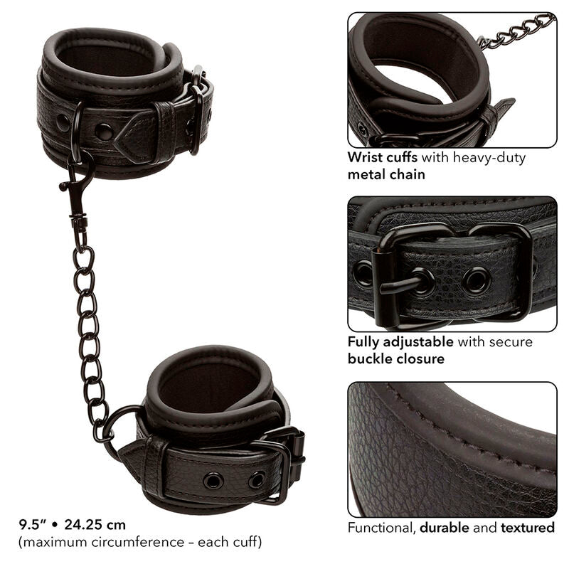 CALEXOTICS - MANICHETTE DA POLSO IN PELLE NOTTURNE REGOLABILI NERE