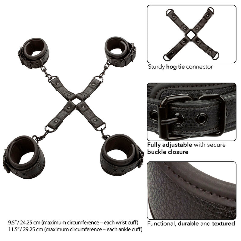 CALEXOTICS - CONNETTORE NOCTURNAL HOG TIE CUERO REGOLABILE NERO