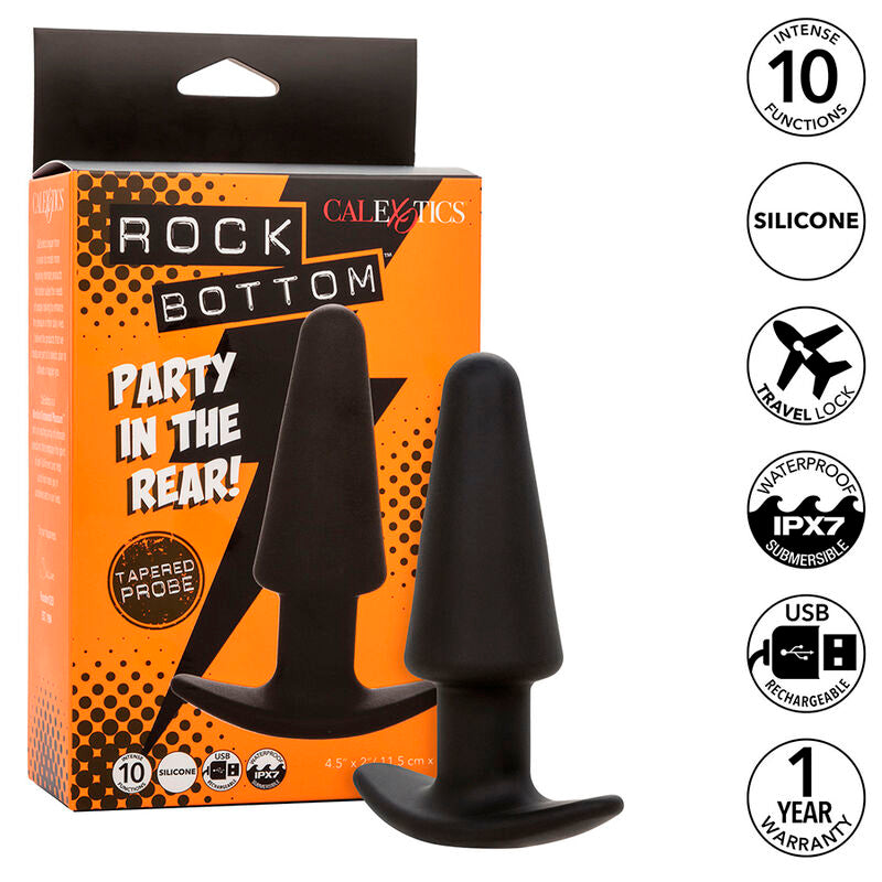 CALEXOTICS - ROCK BOTTOM TAPPETINO ANALE CONICO 10 VIBRAZIONI SILICONE NERO