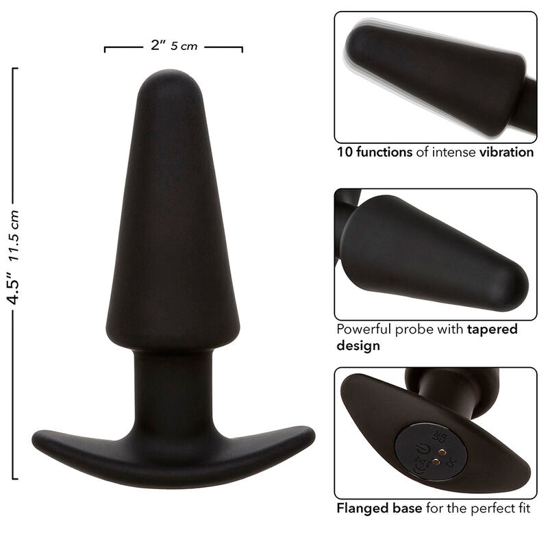 CALEXOTICS - ROCK BOTTOM TAPPETINO ANALE CONICO 10 VIBRAZIONI SILICONE NERO
