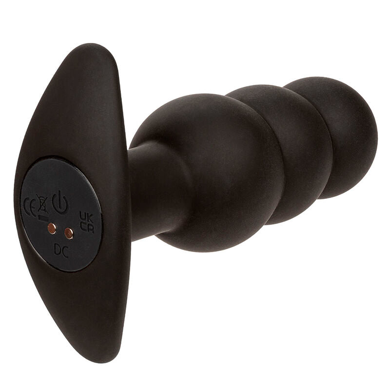 CALEXOTICS - PLUG ANALE ROCK BOTTOM CON PERLINE 10 VIBRAZIONI SILICONE NERO