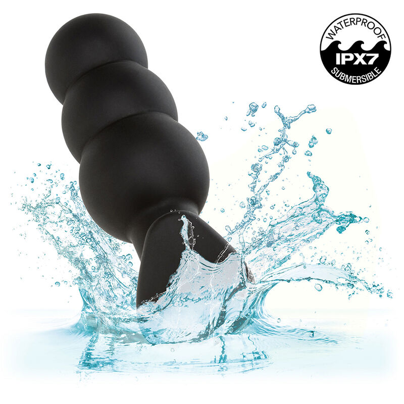CALEXOTICS - PLUG ANALE ROCK BOTTOM CON PERLINE 10 VIBRAZIONI SILICONE NERO