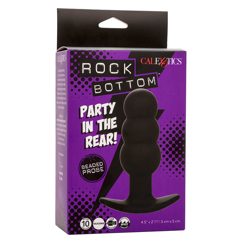 CALEXOTICS - PLUG ANALE ROCK BOTTOM CON PERLINE 10 VIBRAZIONI SILICONE NERO