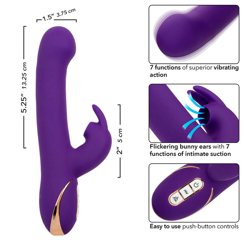 CALEXOTICS - VIBRADOR Y ESTIMULADOR JACK RABBIT 7 NIVELES DE VIBRACIÓN Y ONDAS ESTIMULANTES AZUL