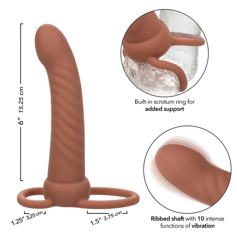 CALEXOTICS - MAXX RIBBED DUAL PENETRADOR 10 VIBRACIONES MARRÓN