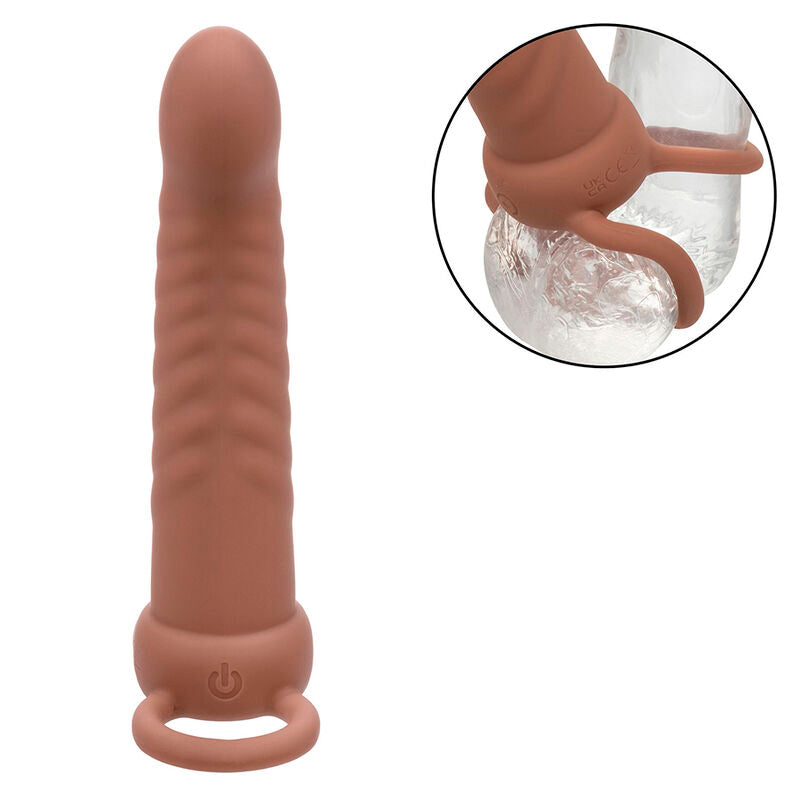 CALEXOTICS - MAXX RIBBED DUAL PENETRADOR 10 VIBRACIONES MARRÓN