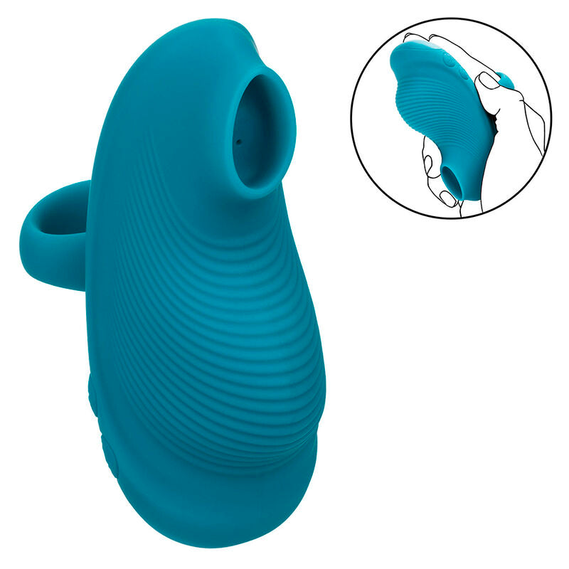 CALEXOTICS - MASAJEADOR DE MANO ENVY CON BOLA RODANTE, 7 VIBRACIONES, AZUL