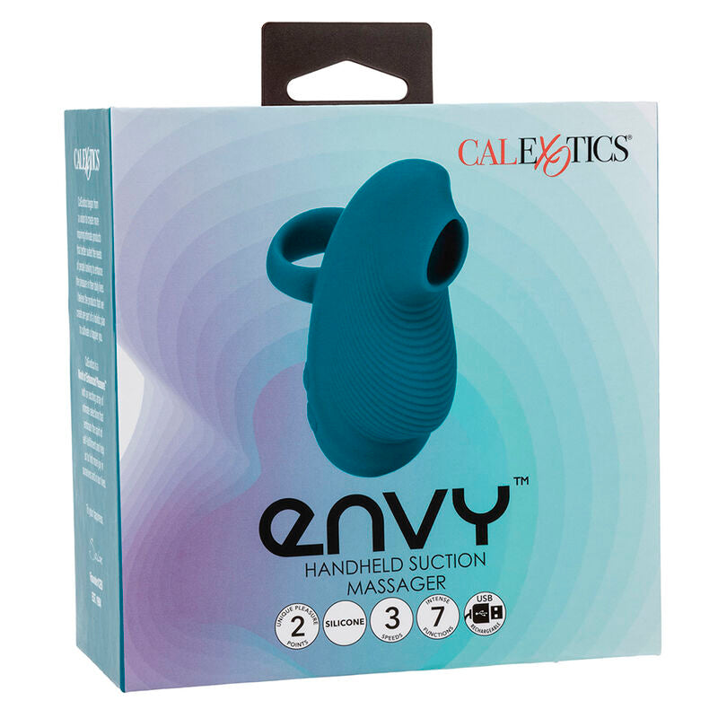 CALEXOTICS - MASAJEADOR DE MANO ENVY CON BOLA RODANTE, 7 VIBRACIONES, AZUL